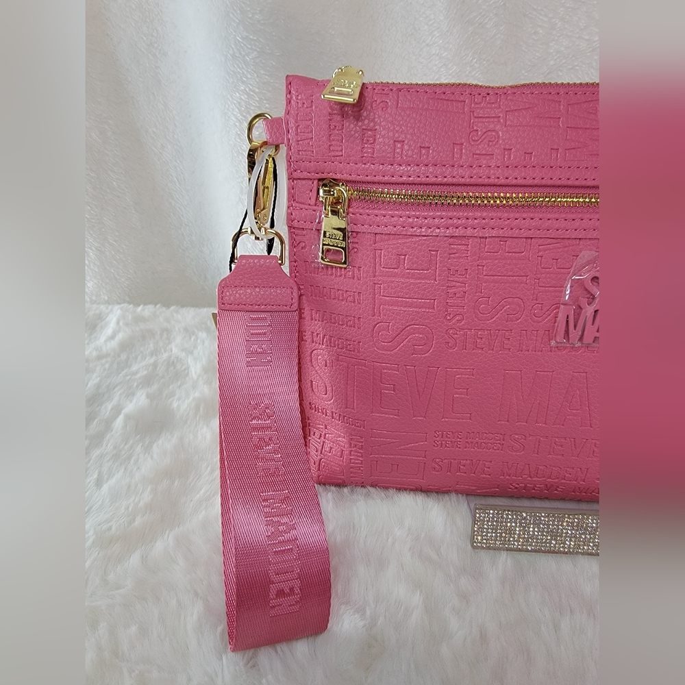 Steve Madden Raspberry Logo Repeat Large Clutch W… - image 8